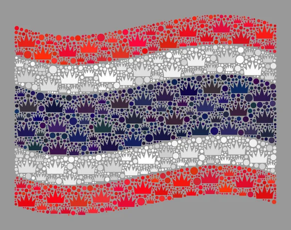 Royalty zwaaien Thailand vlag - Mozaïek van Crown Items — Stockvector