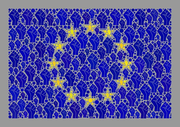 Флаг Европы революции - Мозаика грубых икон рук — стоковый вектор