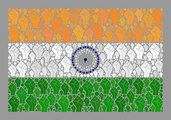 Флаг Индии Революции - Мозаика с восставшими Жестикулами — стоковый вектор