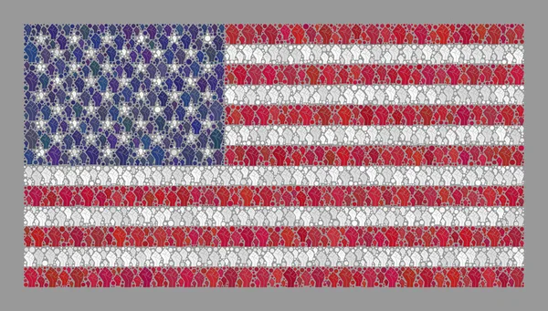 Conflicto Bandera de Estados Unidos - Mosaico de elementos de puño — Archivo Imágenes Vectoriales