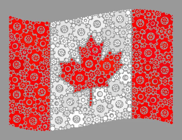 Waving Service Canada Flag - Collage mit Zahnrädern — Stockvektor