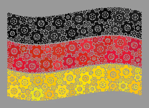 Bandeira de acenando Industrial Alemanha - Mosaico de elementos de engrenagem — Vetor de Stock