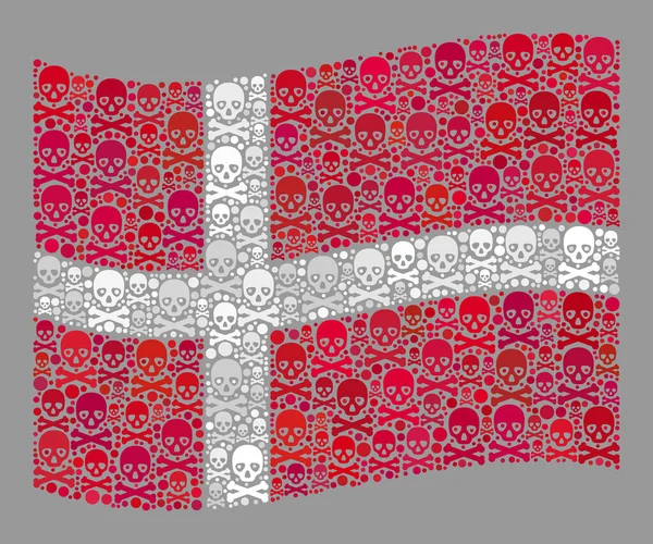 リスクデンマーク国旗-毒性元素のモザイク — ストックベクタ