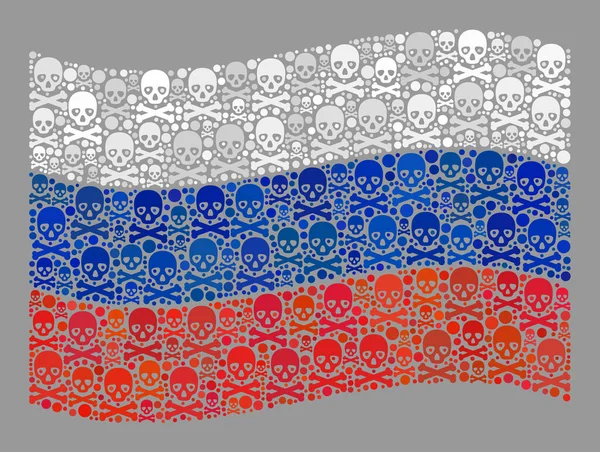 Drapeau Pirate Russie Collage avec des objets de piraterie — Image vectorielle