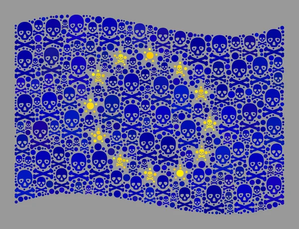Drapeau Europe Risque - Mosaïque avec icônes de piraterie — Image vectorielle