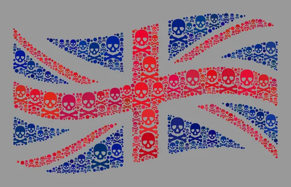 Ölümcül Büyük Britanya Bayrağı - Ölü Nesneler Kolajı — Stok Vektör