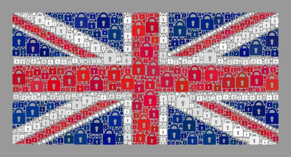 Wache Vereinigtes Königreich Flagge - Mosaik der Schloss-Symbole — Stockvektor