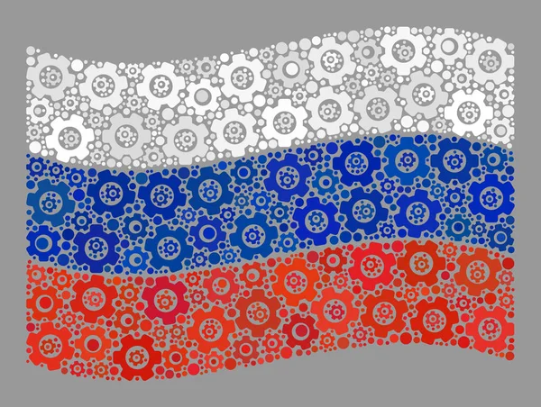 Dalga Fabrikası Rusya Bayrağı - Cog Simgelerinin Mozaiği — Stok Vektör
