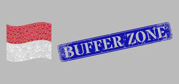 Buffer Zone Badge and Navigation Waving Monaco Flag - Mosaic of Cursor Items — стоковий вектор