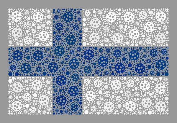 Covid Finlande drapeau - Mosaïque avec des objets de virus Covid-2019 — Image vectorielle