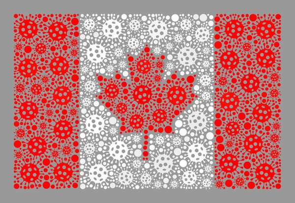 Covid Canada Flag - Mosaico con Covid-2019 Icone del virus — Vettoriale Stock