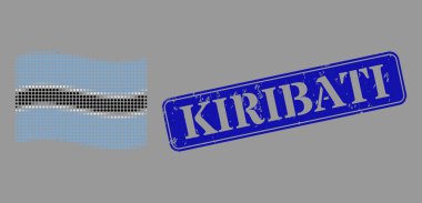 Çizilmiş Kiribati Mührü ve Noktalı Yarım Tonlu Botswana Bayrağı Resmi