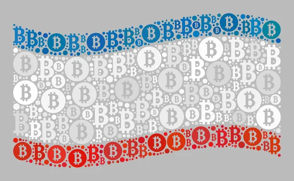 Bitcoin agitant le drapeau de Crimée Collage avec Bitcoin Icônes de monnaie — Image vectorielle