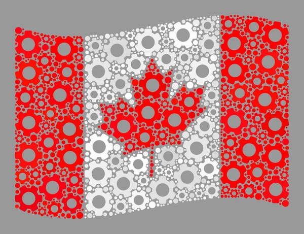 Mécanicien onduleur Drapeau du Canada - Mosaïque d "éléments d'engrenage — Image vectorielle