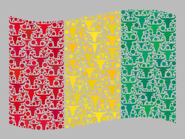 Bandera de Guinea - Mosaico de iconos del toro — Vector de stock