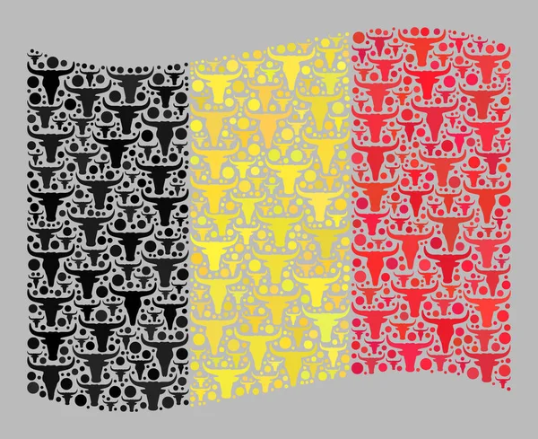 Bandera de Bélgica - Mosaico de Símbolos de Vaca — Vector de stock