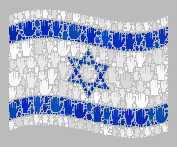 Acenando Bandeira de Israel Votação Mosaico das Palmas Erguidas Votação — Vetor de Stock