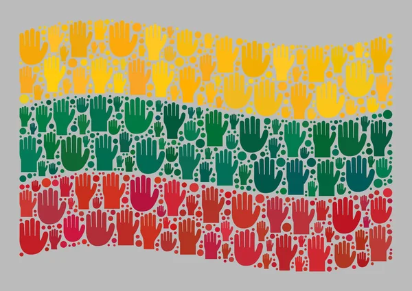 Waving Vote Lithuania Flag - Mosaic of Upwards Help Hands — Stock Vector