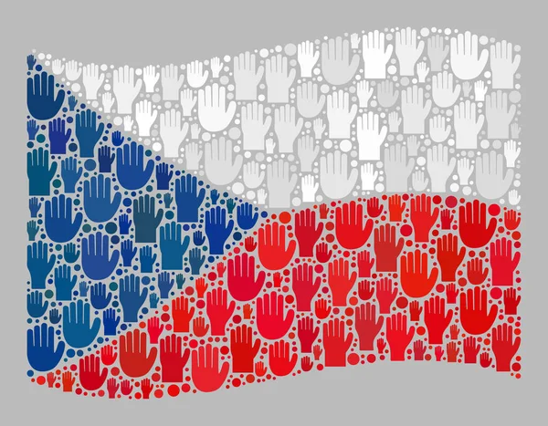 Lambaikan Bendera Ceko: Collage of Upwards Referendum Palms - Stok Vektor