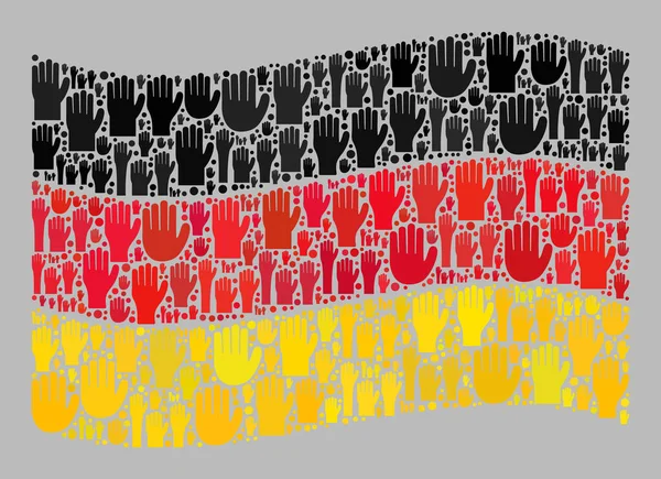 Deutschland-Fahne schwenken - Mosaik mit nach oben gerichteten Handflächen — Stockvektor