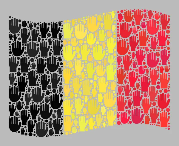 Ondeando la bandera de Bélgica - Collage of Raised Up Ballot Arms — Vector de stock