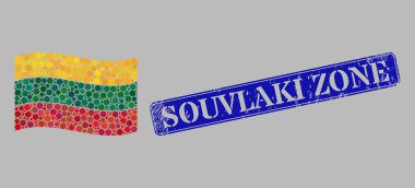 Litvanya Bayrak Kolajı Yuvarlak Noktalar ve Tehlike Bölgesi Mühür Mührü