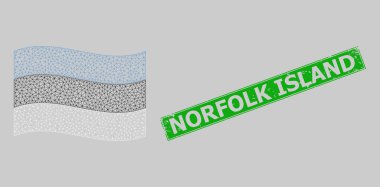 Grunge Norfolk Adası Filigran ve Kablo Ağı Sallanan Estonya Bayrağı