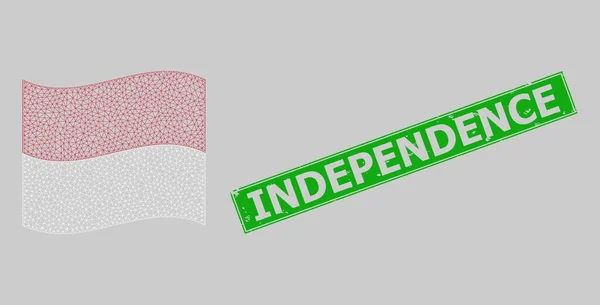 Grunge independence stamp al and Carcass Mesh Waving Monaco flag — 图库矢量图片