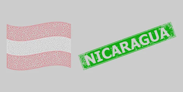 Nöje Nicaragua stämpel och stomme Mesh vifta Österrike flagga — Stock vektor