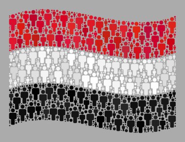 Dalgalı Nüfus Yemen Bayrağı - Erkek Elementleri Mozaiği