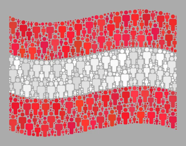 Sallanan Demografik Avusturya Bayrağı - İnsan Elementleriyle Kolaj