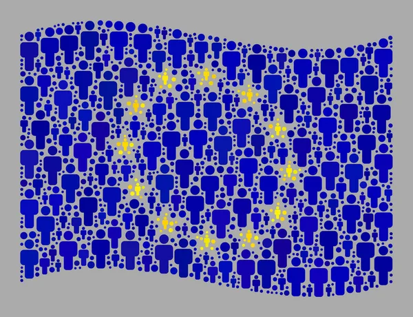 Drapeau de l'Europe - Collage d'icônes masculines — Image vectorielle