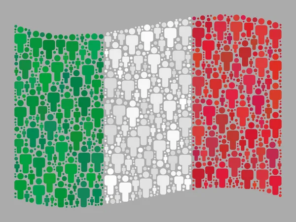 飘扬的意大利国旗- -人像拼图 — 图库矢量图片