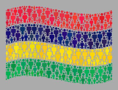 Mauritius Bayrağı Dalgalanan Nüfus - Erkek Elementleriyle Mozaik