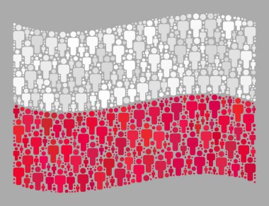 Dalgalı İnsanlar Polonya Bayrağı - Mozaik İnsan Elementleri