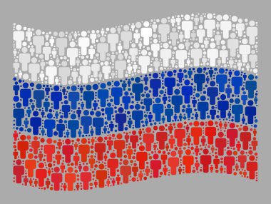 Dalgalanan Rusya Nüfusu - İnsan Simgeleriyle Kolaj