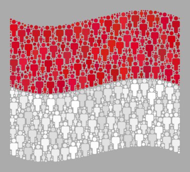 Sallanan Kalabalık Monako Bayrağı - Erkek Elementleriyle Mozaik