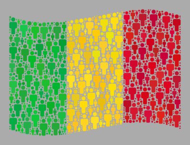 Dalgalanan Mali Bayrağı - İnsan Simgeleri Mozaiği