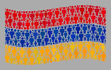 Kalabalık Ermenistan Bayrağı Dalgalanıyor - Erkek Simgeleri Mozaiği