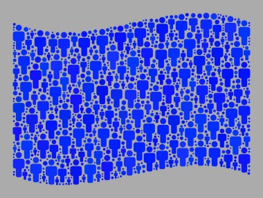 Dalgalı Nüfus Mavi Bayrak - İnsan Simgeleriyle Mozaik