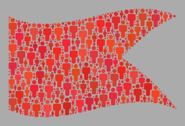 Sallanan İnsanlar Kırmızı Guidon Bayrağı - Erkek Simgeleriyle Kolaj