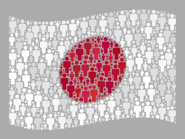Sallanan İnsanlar Japonya Bayrağı - Mozaik İnsan Elementleri
