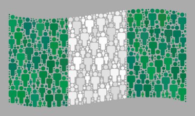 Kalabalık Nijerya Bayrağı Dalgalanıyor - Mozaik ve Erkek Elementleri