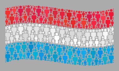 Dalgalı Demokratik Lüksemburg Bayrağı - Kolajı