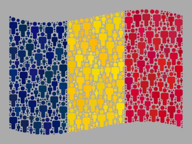 Sallanan Nüfus Çad Bayrağı - İnsan Simgeleri Kolajı