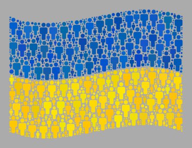 Ukrayna Bayrağını Dalgalandırmak - Adam Simgeleriyle Kolaj