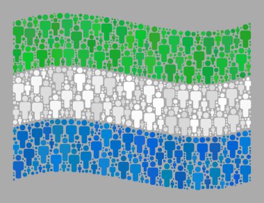 Sierra Leone Bayrağı Dalgalanıyor - Simgeli Mozaik