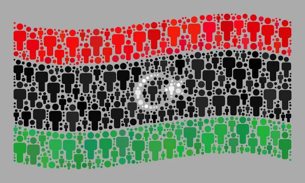 Acenando Bandeira da População Líbia - Mosaico dos Ícones Humanos — Vetor de Stock