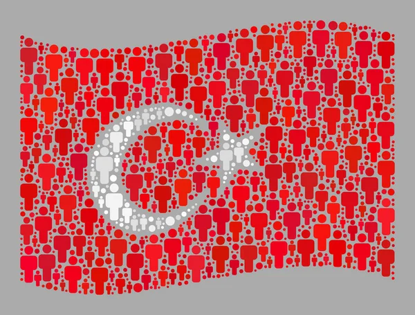 Lambaikan Bendera Turki Massa - Mosaik Ikon Manusia - Stok Vektor