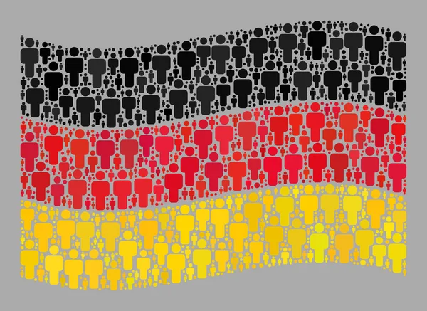 Waving Crowd Germany Flag - Collage with Human Icons - Stok Vektor